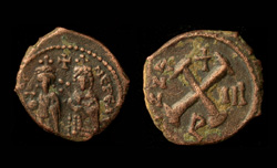 Phocas with Leontia, Æ Decanummium, Scarce!